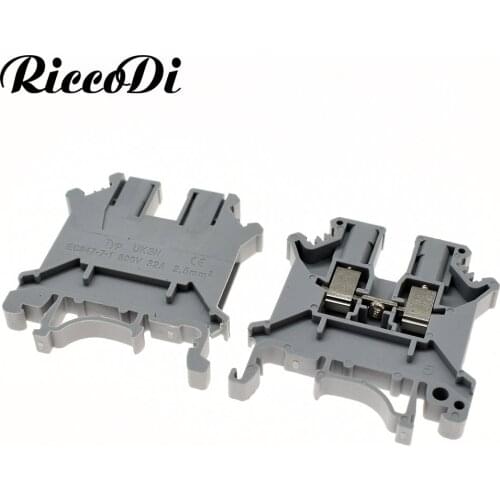 10 Pcs Din Rail Terminal Block Universal Conductor UK-3N Screw Connection Electrical Wiring Terminal Strip Block Connector UK3N
