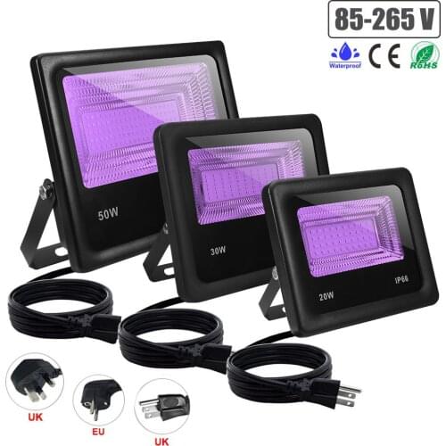 20W 30W 50W LED Black Light Lamp 85-265V Flood Lights Outdoor Waterproof Floodlight Spotlight IP66 Projector Lights Garden Decor