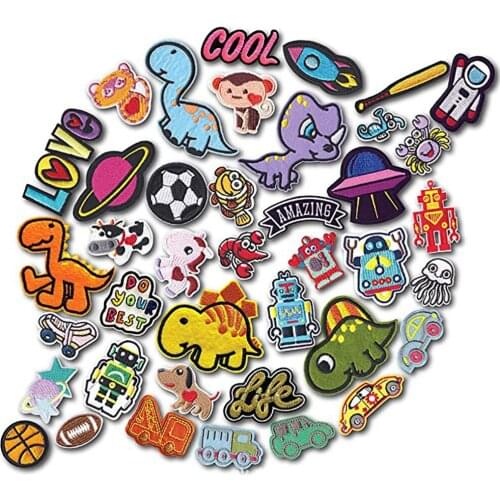 40pc/lot Fashion ironing cartoon embroidery Patches for clothing DIY colorful iron on parches applique for clothes