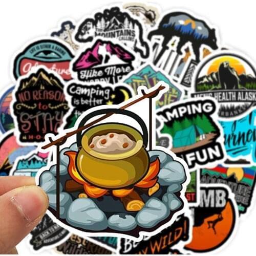 50 PCS Outdoor Camping Landscape StickersAdventure Climbing Travel Waterproof Sticker to DIY Suitcase Laptop Bicycle Helmet Car