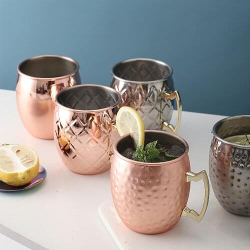 550ml 4 Pcs 18 Ounces Hammered Copper Plated Moscow Mule Mug Beer Cup Coffee Cup Mug Copper Plated canecas mugs travel Mugs