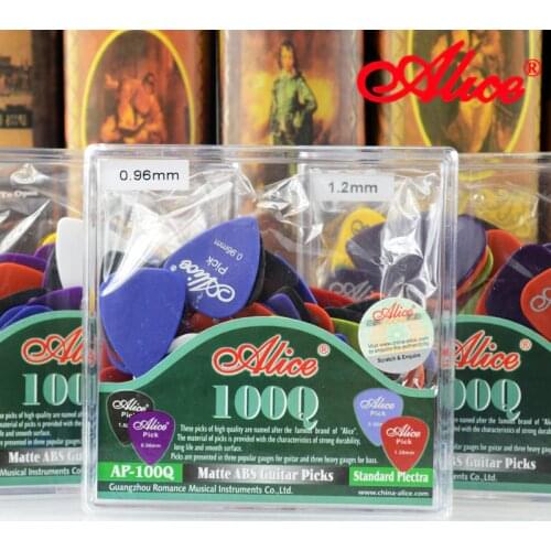 Alice 100pcs Single Thickness Guitar Picks ABS Smooth Mediator Plectrum Puas Guitar Palheta Musical Instrument With Plastic Box