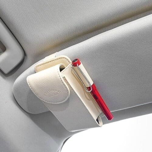 Auto Sun Shield Leather Glasses Case Sun Visor Sunglasses Storage Holder Excellent Gift for friends Family F19A