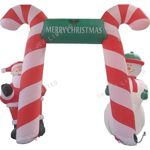 Free Shipping! 4m Inflatable Christmas Arch Santa Claus Snowman Candy Stick Outdoor Inflatable Arch for Christmas Decoration
