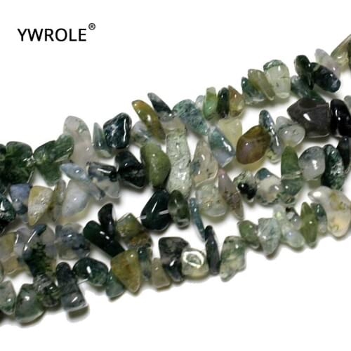 5-8 mm Wholesale Gravel Shape Moss Glass Agat Natural Stone Beads For Jewelry Making DIY Bracelet Necklace Strand 34'' material