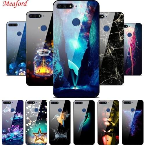 Tempered Glass Case For Huawei Honor 7C 7A Pro Case Honor 7 C Glass Back Cover Case on Honor 7C Honor 7A Case Silicone Bumper