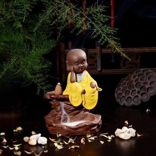 Home Decor Creative The Little Monk Incense Burner Bullet Blackflow Incense Cones Or Burner Smoke Ceramic Censer