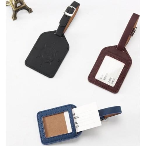 PU Leather Creative Compass Suitcase Luggage Tag Label Bag Pendant Handbag Travel Accessories Name ID Address Tags