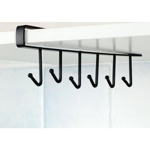 2 Color Household Stainless Steel Cabinets Coat Hooks Punch-Free Installation 6 Row Hook Kitchen Storage Rack Clothes Key Hook