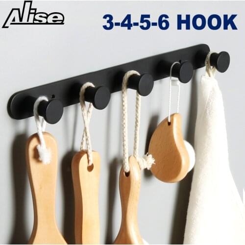 Bathroom Hooks Stainless Steel Hooks Towel Hook Hat Hook Door Hanger Wall Mounted Clothes Coat Hook Round Robe Hook 3-6Hooks