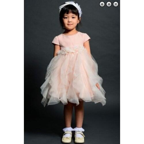 Hot Sale rushed free Shipping Flower Knee-Length A-Line Organza Gowns communie jurken Kids Christmas Pageant Flower Girl Dresses