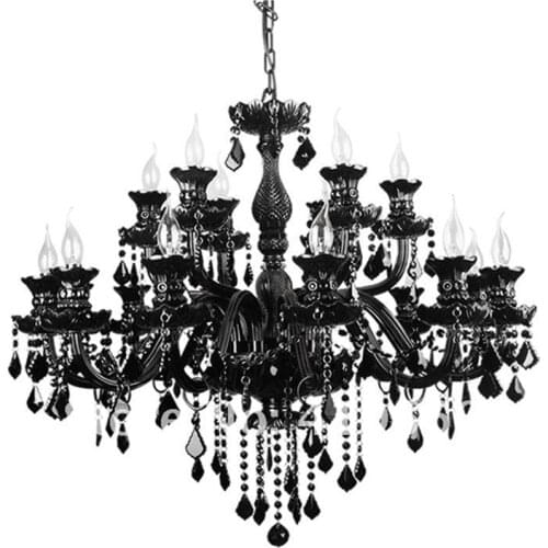 Living room Vintage Black chandelier led candle holders hang fixture Large E14 LED chandelier hotel lustres de cristal lighting