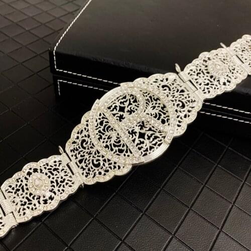 Morocco R Brand Caftan Belts Plating Gold Luxury Bridal Jewelry Waist Chain Full Rhinestone Ayaba Chain Belts