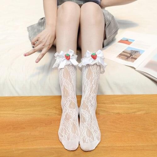 Strawberry Socks for Women Girls Lolita Princess of Spain Style white black pink grey yellow