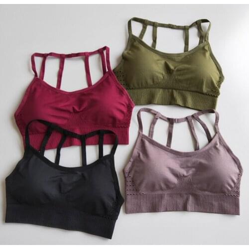 New Women Sport Bra Top Black Padded Breathable Yoga Brassiere Fitness Sports Tank Top Female Sport Yoga Bra Push Up Sports Bra