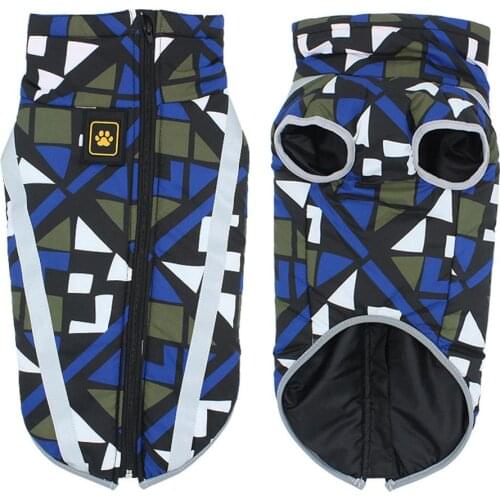 Geometric pattern Large Dog Clothes Winter Puppy Jacket Warm cotton Pet Clothing Vest Reflective Coat For Small Medium big Dogs