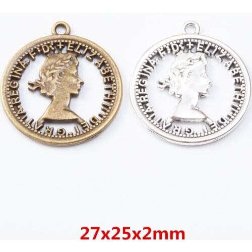 20 pieces of retro metal zinc alloy Beauty head pendant for DIY handmade jewelry necklace making 7264