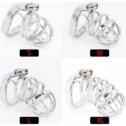 Stainless Steel Cock Cage BDSM Fetish Chastity Cage Belt Device With Urethral Catheter Lockable Penis Rings Male Adult Sex Toys