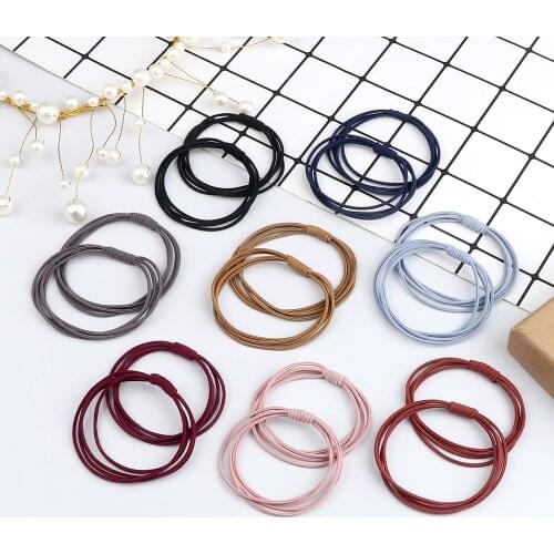 10Pcs/Lot Basic Simple Hair Bands High Elastic Hair Tie for Women Girls Solid Color Rubber Band Hair Accessories Ponytail Holder