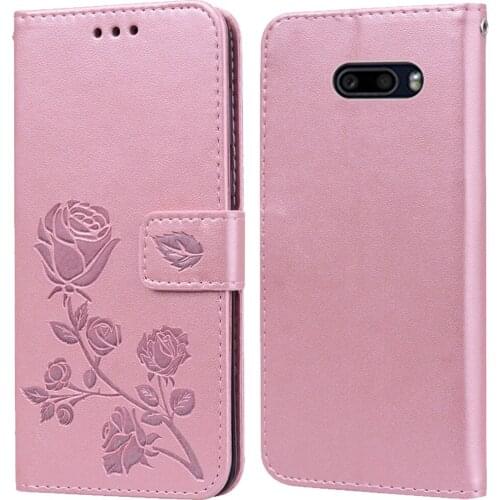 Luxury Leather Flip Book Case for LG V50S / V50S Thinq Rose Flower Wallet Stand Case Phone Cover Bag coque