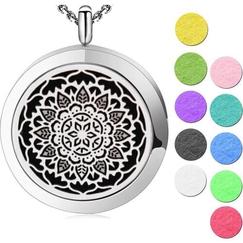 AMYA Silver Jewelry Flower Dragonfly Horse Aromatherapy Essential Oils Stainless Steel pendant Perfume Diffuser Locket Necklace