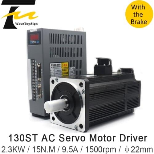 AC Servo Motor Kit With Brake 130ST-M15015 220V 380V 2.3KW 1500RPM 15N.M Servo Motor Driver AASD-30A +5m data cable