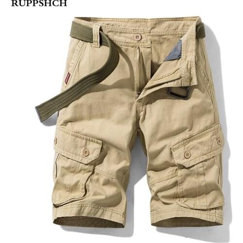 2021 Summer New Men Cargo Shorts Men Pure Cotton Casual Fashion Pure Color High Quality Cargo Pants Streetwear New Men Shorts