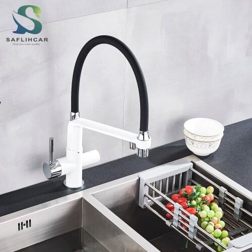 Kitchen Faucet Flexible Rotated 360 Degree Filter Swivel Drinking Water Rotation Dual Spout Dual Handles Mixer Pure Water Tap