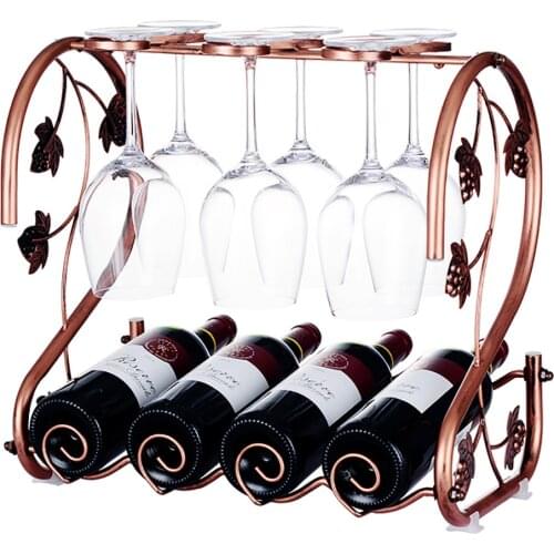 Vintage Bronze Multifunctional Wine Rack Iron Wine Glass Rack Kitchen Dining Table Storage Holder Stemware Glass Goblet Bar Tool