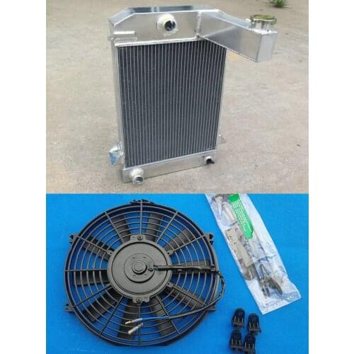 High-per aluminum alloy radiator for fit Triumph TR2/TR3/TR3A/TR3B MT 3 row + FAN