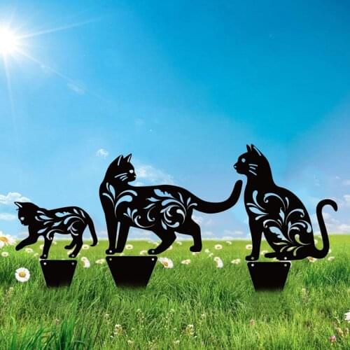 Garden Iron Cat Garden Decoration Metal Cat Garden Art Stakes Black Cat Silhouette Yard Decoration Repel Rodents