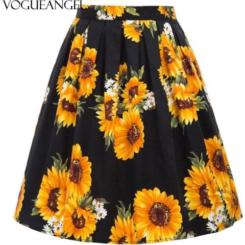 Sunflower Women Tunic Big Swing Skirt 2021 New Arrival Polka Dot Floral Printed Cotton School 50s Pin up Rockabilly Short Skirts