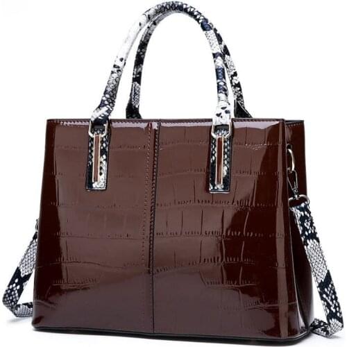 Luxury Handbag Women Bags Crocodile PU Leather Designer Female Shoulder Crossbody Bag Snake Top-Handle Bags