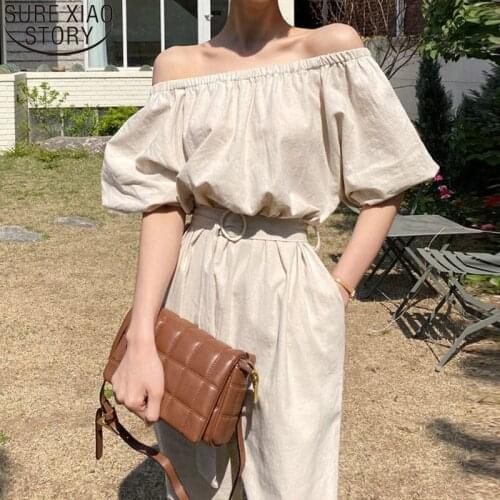 High Waist Fashion Pants Women 2021 Summer Solid Pants Trousers Casual Capris with Chic Off-the-shoulder Clothes 14234