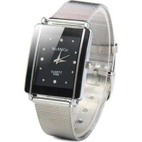 2020 Womage Women Watches Fashion Rectangle Watches Women Silver Mesh Band Quartz Wristwatch relogio feminino bayan kol saati