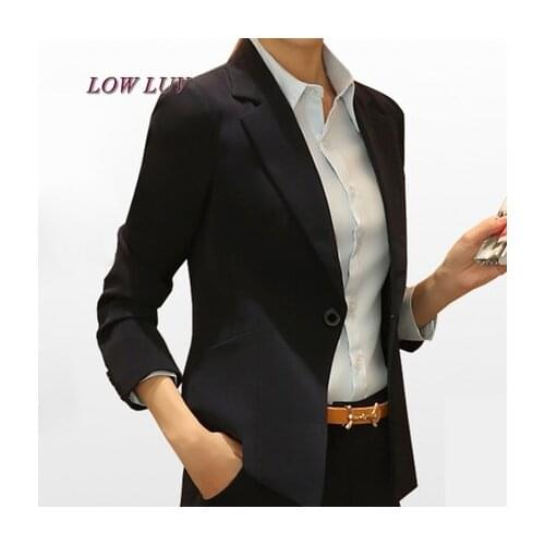 Female Casual Suit ol Office Solid Slim Fit Blazer Women Notched Formal Work Suit Jacket Design Black Blazer high quality