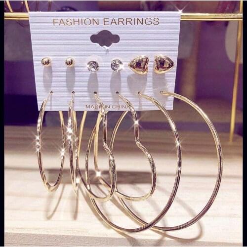 Gold hoop Earring for fashion Women Alloy Trendy six-layer earrings Hot in 2021