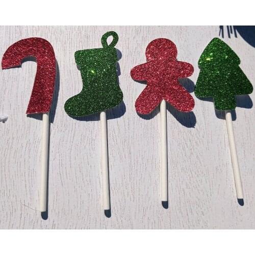 12pcs Reindeer Cupcake Toppers. Christmas. Holidays. Prancing Reindeer. Gold Glitter. Dessert Decor. Party Supplies. Paper Goods