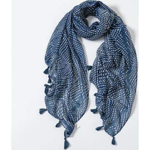 2021 Fashion Geometry Printed Pattern Tassel Cotton Scarf Shawls Wraps Hijabs 4Colors 10pcs/lot