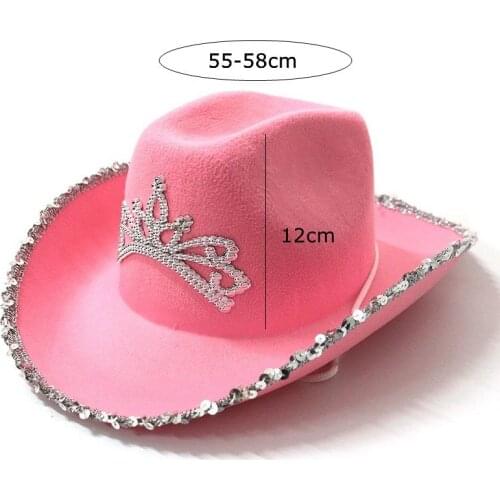 2021 Pink Cowboy Cowgirl Hat Western Tiara Cowgirl Hat For Women Girl Tiara Cowgirl Hat Cowboy Cap Holiday Costume Party Hat