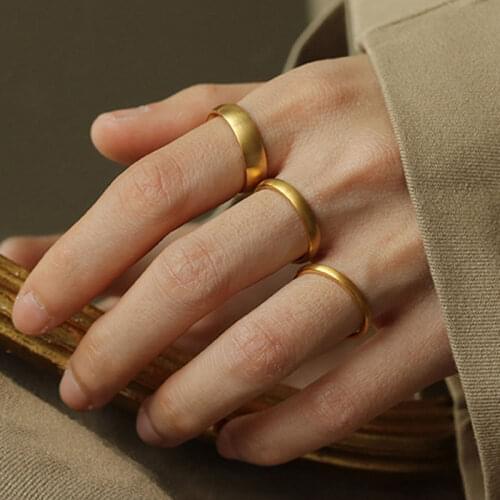 3pcs Set Ins Niche Design Simple And Versatile Round Smooth Japanese Light Luxury High-end Titanium Steel Rings For Women