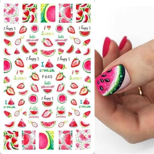 1PC Summer Fruits 3D Nail Sticker Watermelon/Strawberry/Avocado Water Decals Slider For Manicure DIY Nail Art Decoration