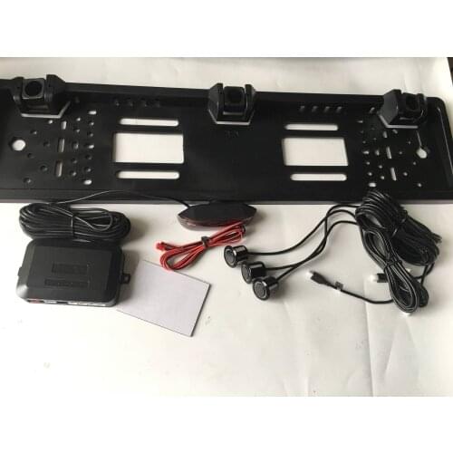 Automobiles european License Plate Parking rear camera system 3 radar w LED display frame Plate Holder Exterior Accessories