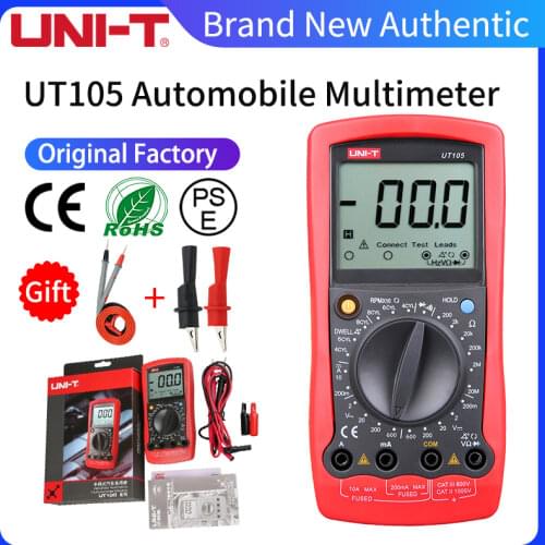 UNI-T UT105 UT107 UT109 LCD Automotive Handheld Multimeter AC/DC Voltmeter Tester Meters with DWELL,RPM,Battery Check