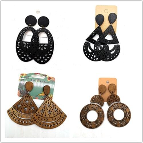 Free Shipping!!mixed stud links wooden earrings