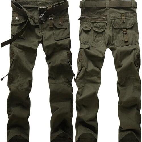 Mens Military Cargo Pants Multi-pockets Baggy Men Pants Casual Trousers Overalls Army Pants Two Colors
