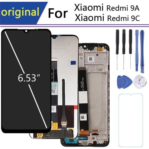 For 6.35 Inch Xiaomi Redmi 9A display wint Frame Touch Screen for Xiaomi Redmi 9C LCD display in Mobile Phone LCDs pantalla