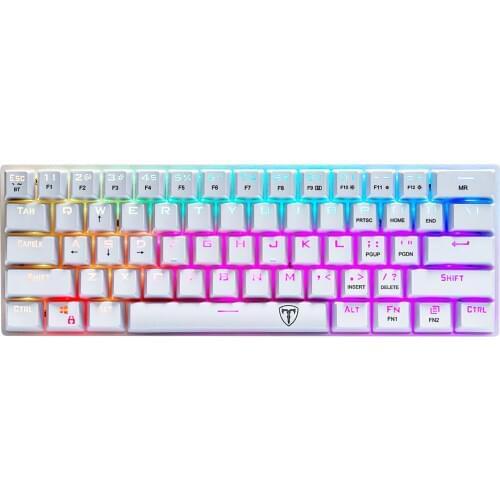 ET61 61 Keys Wireless Bluetooth RGB Ultra-Compact 60% Mechanical Gaming Keyboard for Windows / Mac / Andoid - White RGB Backlit