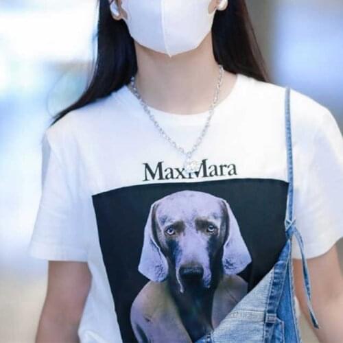 Rowling Dog Print Graphic Tees Women Summer Short Sleeve O Neck Cotton Logo T-Shirt Casual Cozy Tshirts Good Quality Tops 2021