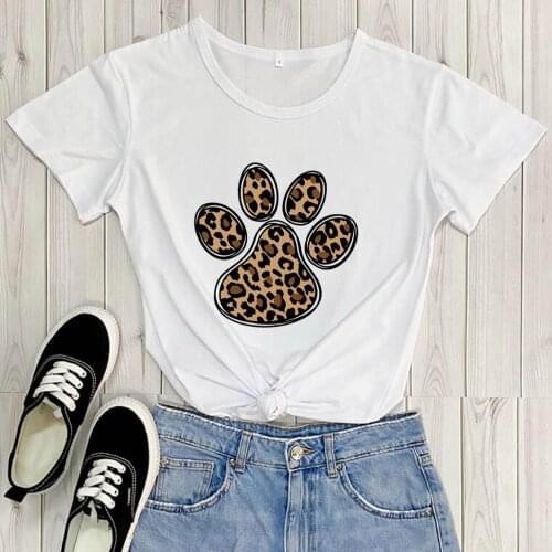 Leopard Paw Graphic Printed Shirt New Arrival 100%Cotton Funny T Shirt Dog Love Shirt Dog Lover Gift Leopard Shirts
